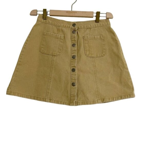 BDG Size Medium Denim Skirt Urban Outfitters Beige Khaki Button Front Fall - Picture 2 of 7